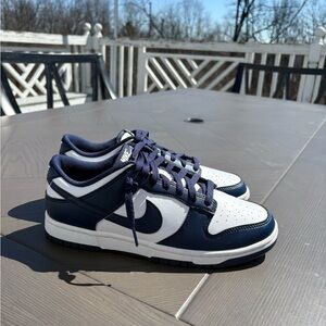 Unisex Navy and White Nike Dunk Low Sneakers